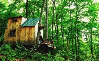 Za 6 týdnů postavil pro svou snoubenku domek v srdci lesa. Použil recyklované materiály a utratil jen 94 000 Kč
