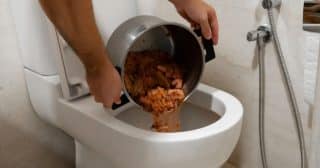 Vylévání jídla do záchodu může zadělat na pořádný problém. Například olej se rád usazuje na stěnách potrubí