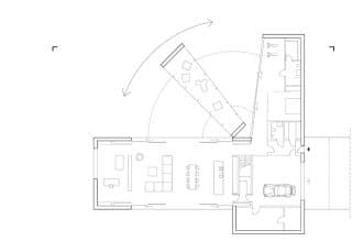 Kvadrantový dům s pohyblivou částí – nákres