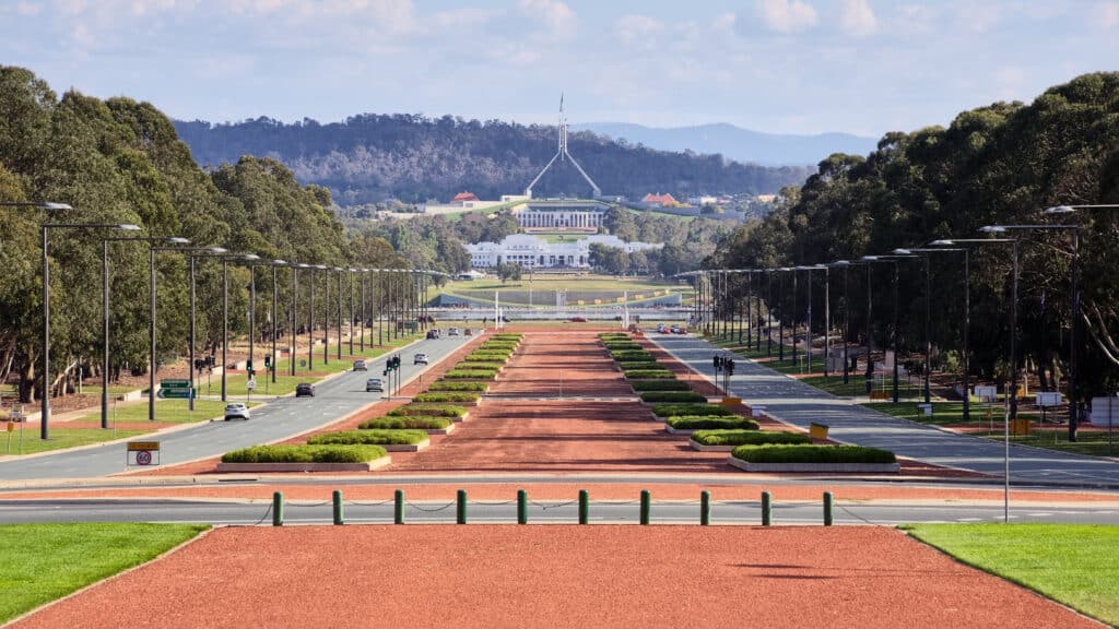 anzac parade from the australian war memorial canberra act